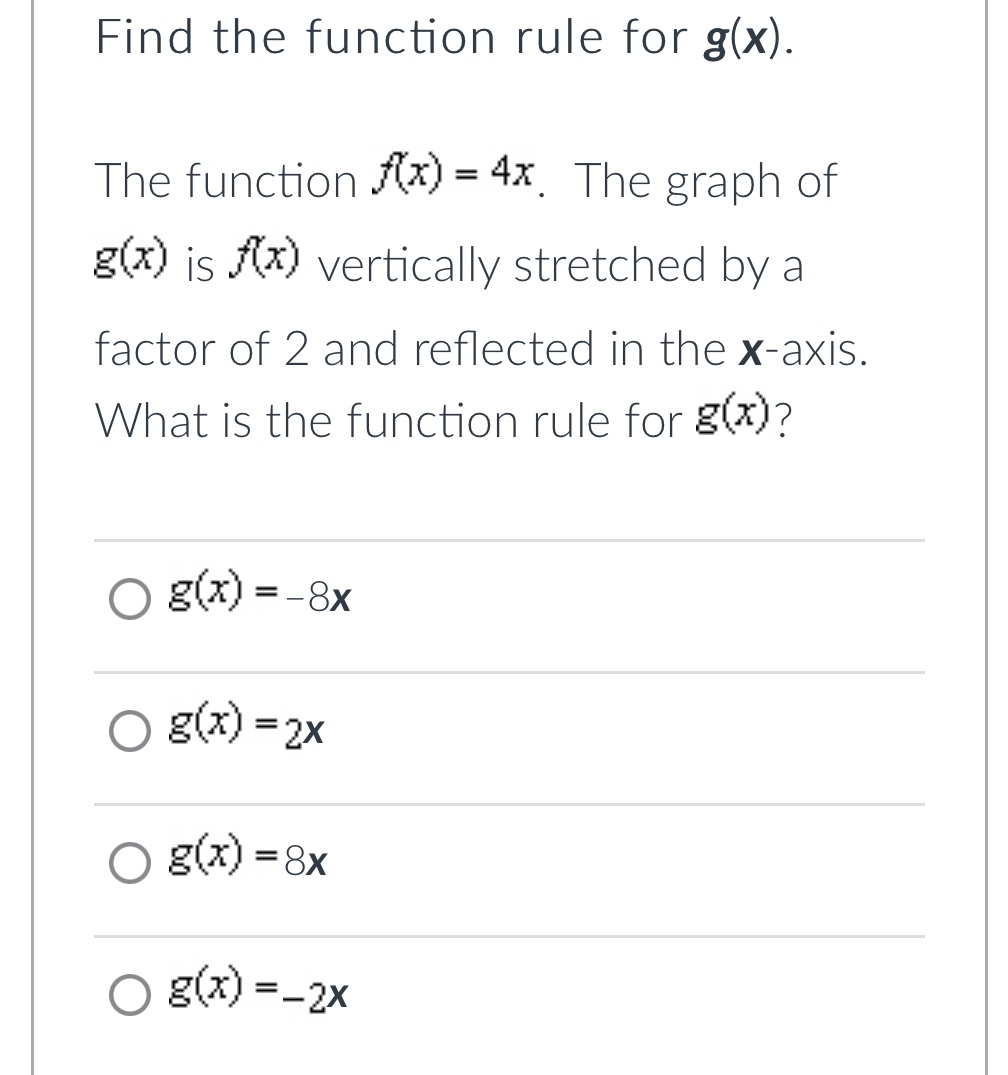 Need help figuring out function rule for g(x)