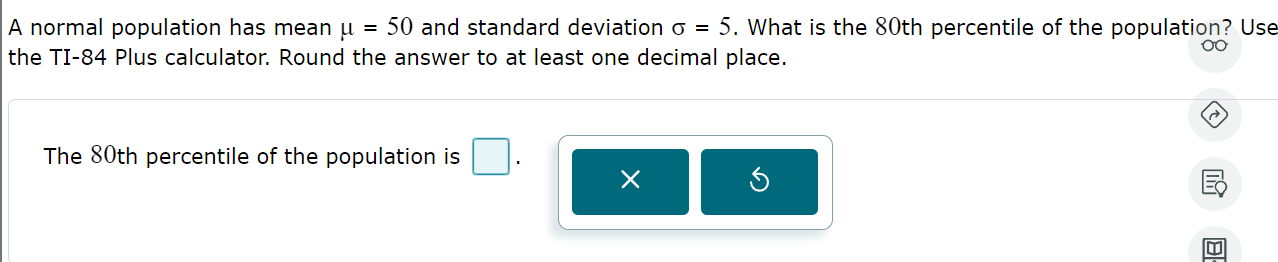 The 80th percentile of the population is A normal