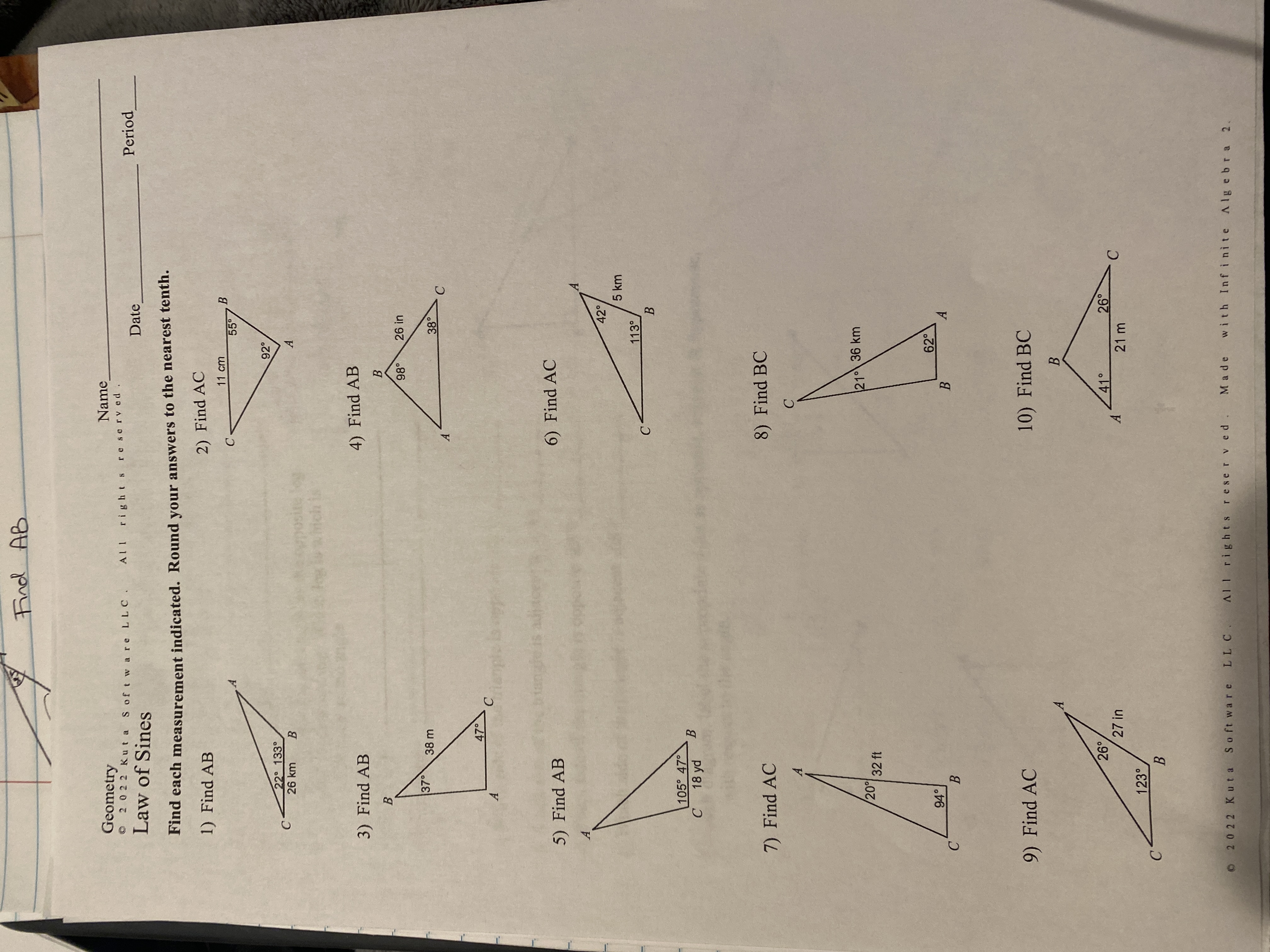Find AB Geometry Name 2022 Kuta Software LLC .