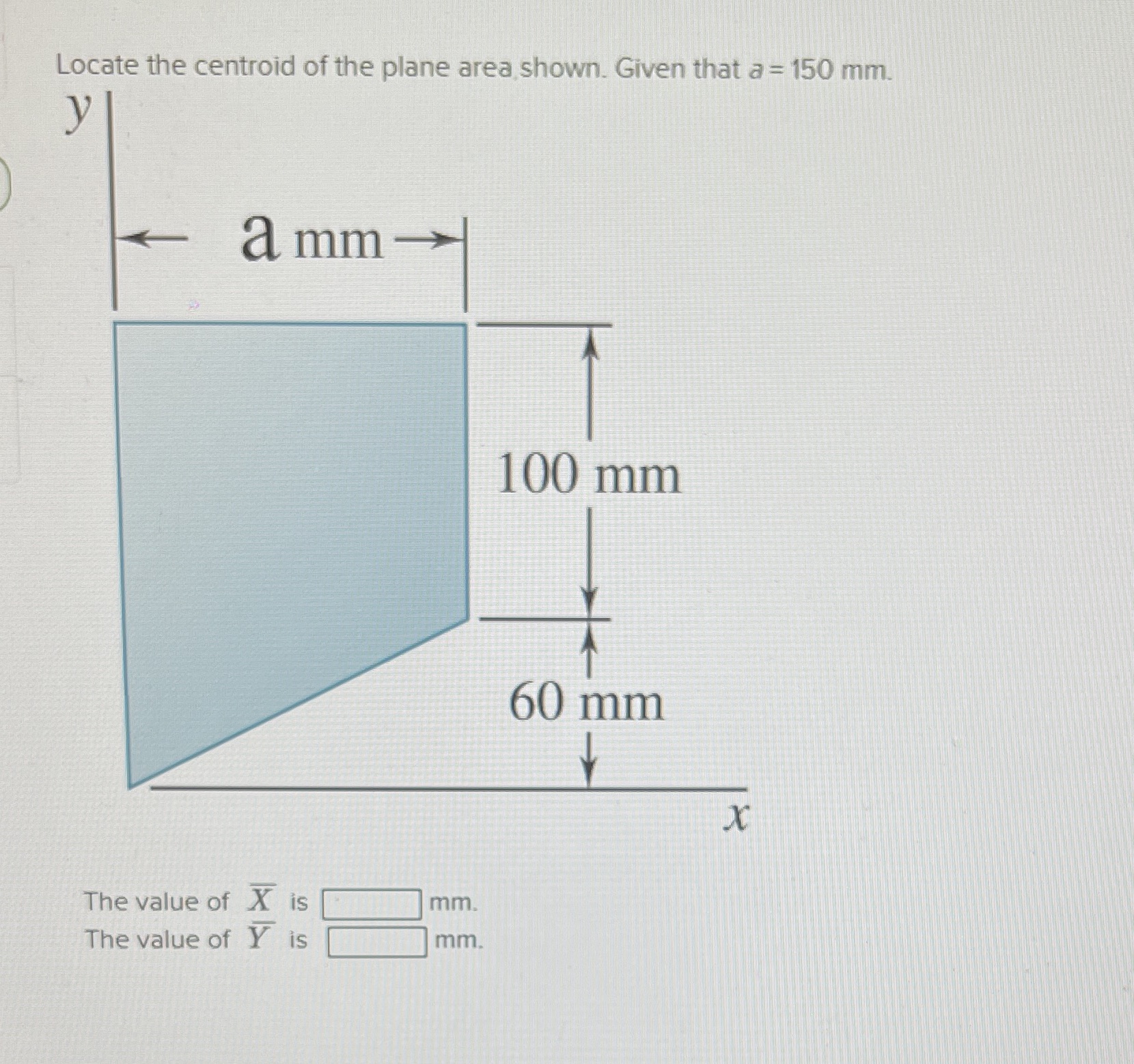 Please be clear Locate the centroid of the plane