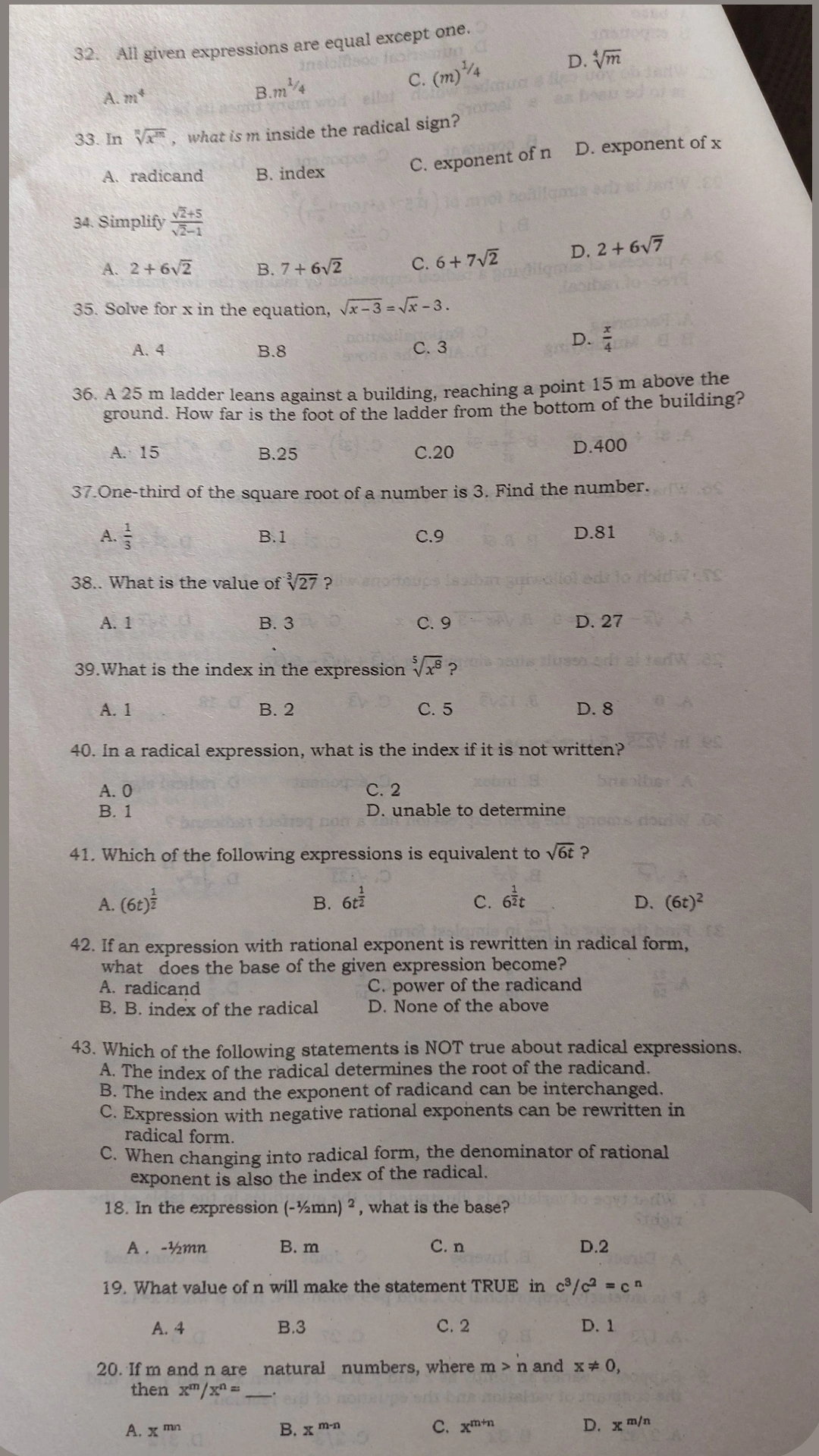 PLEASE ANSWER 32. All given expressions are equal