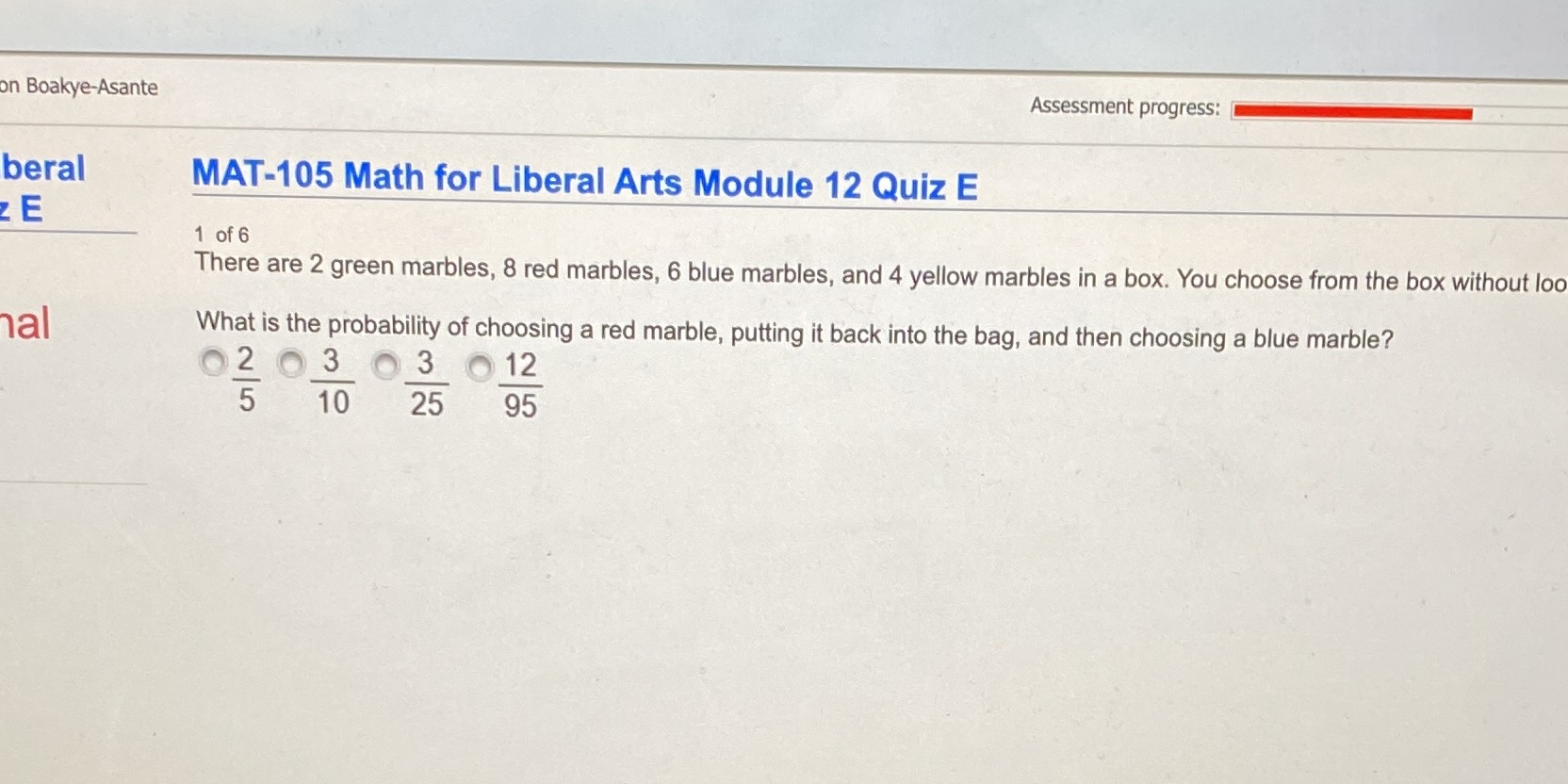 on Boakye-Asante Assessment progress: beral