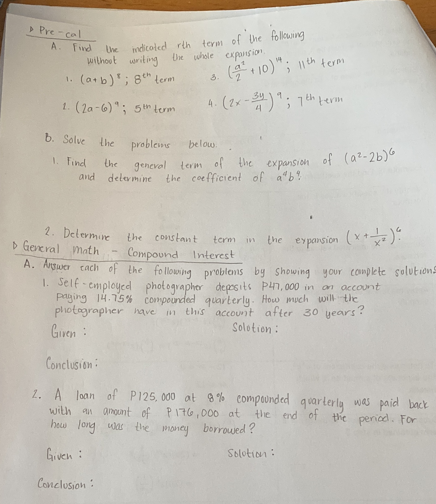 Please answer the following with solution and