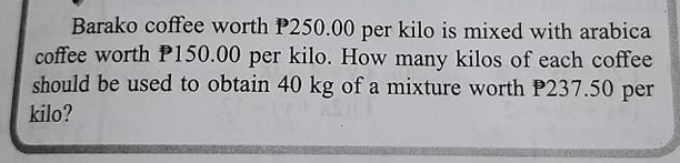 Barako coffee worth P250.00 per kilo is mixed