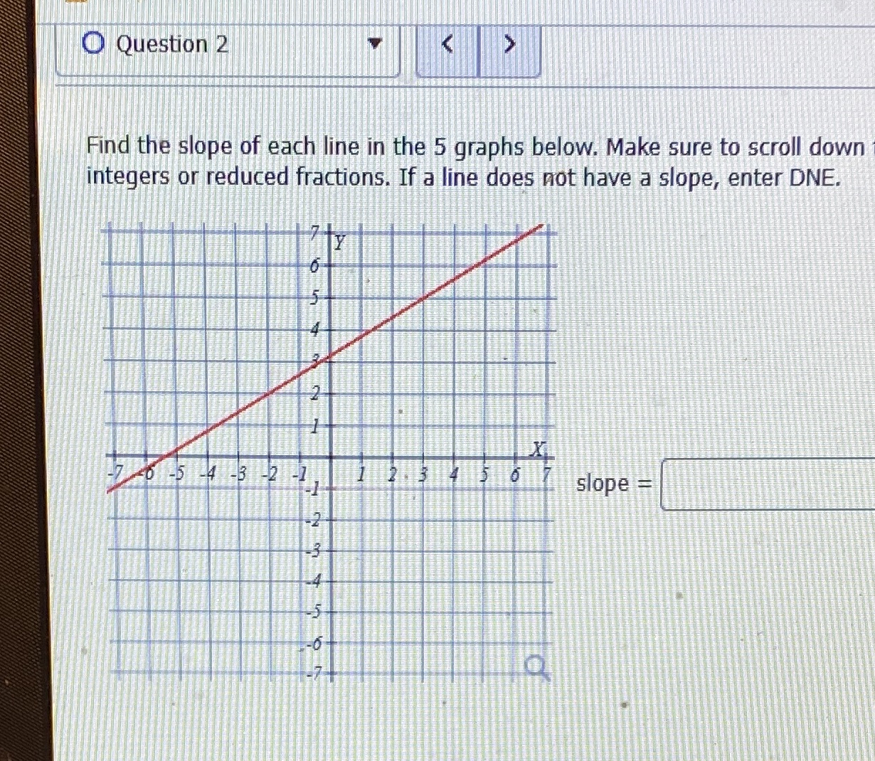 O Question 2 Find the slope of each line in the 5