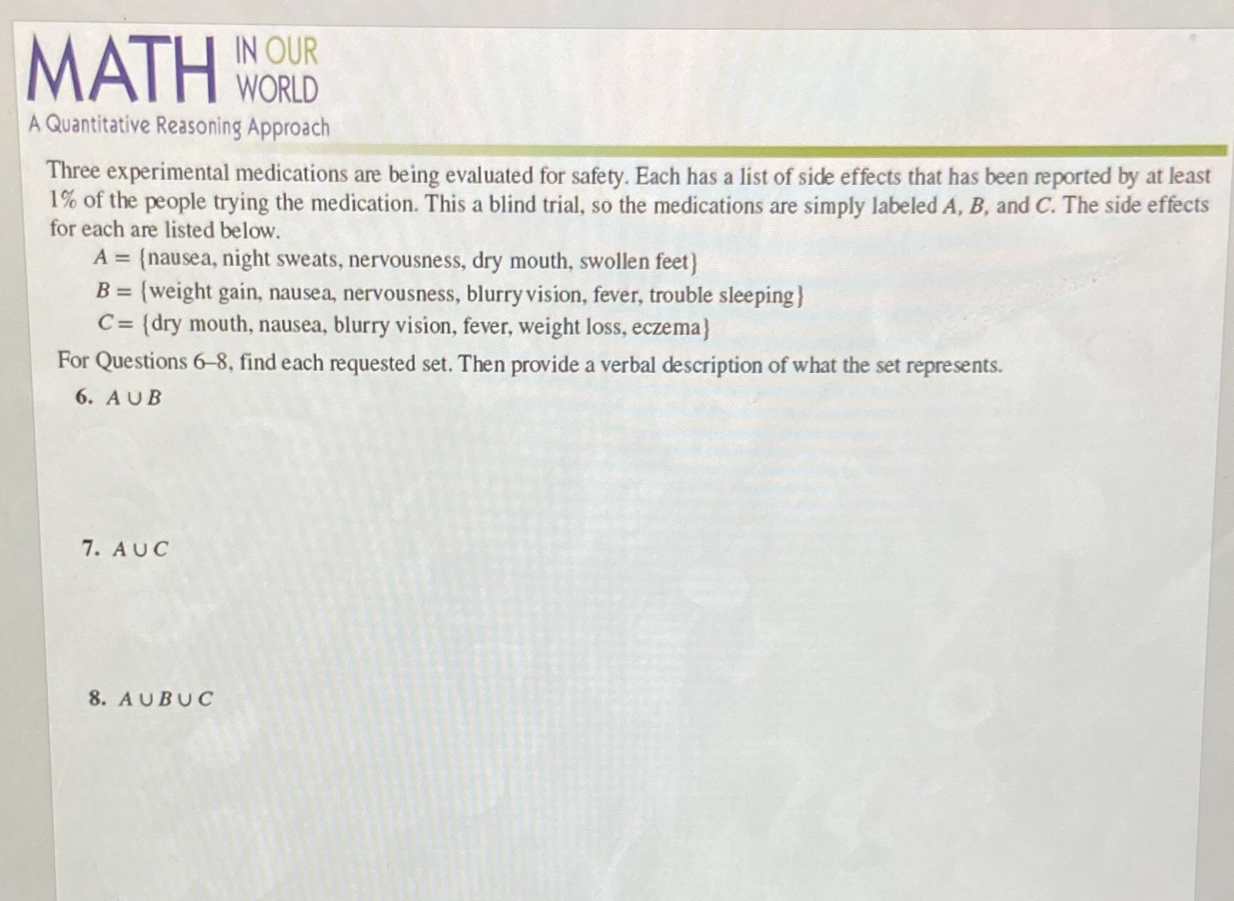 MATH N OUR WORLD A Quantitative Reasoning