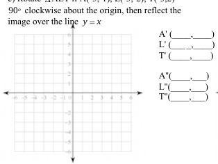 90 clockwise about the origin, then reflect the