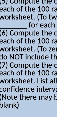 5) compute the C each of the 100 ra worksheet.