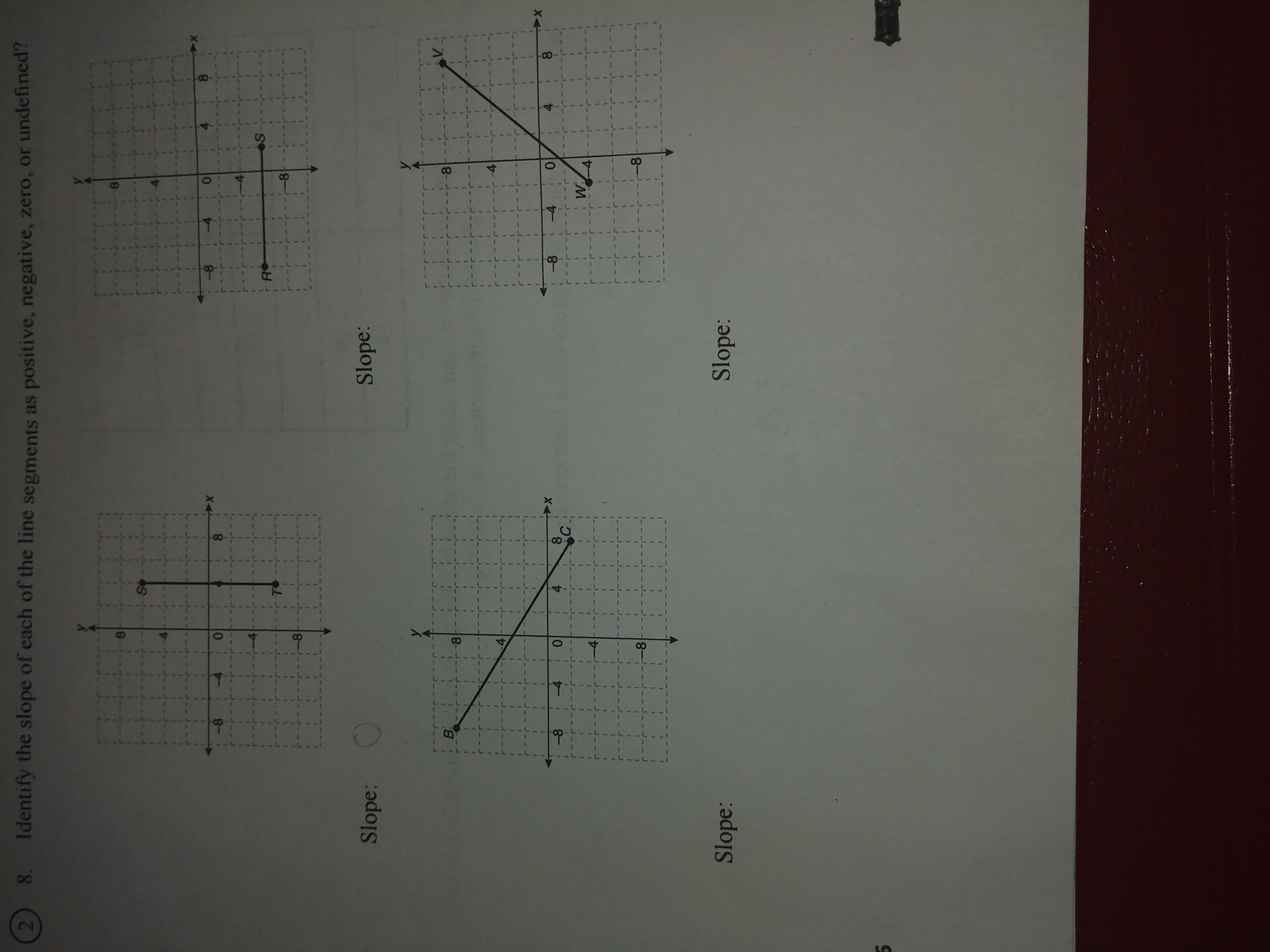 8. Identify the slope of each of the line
