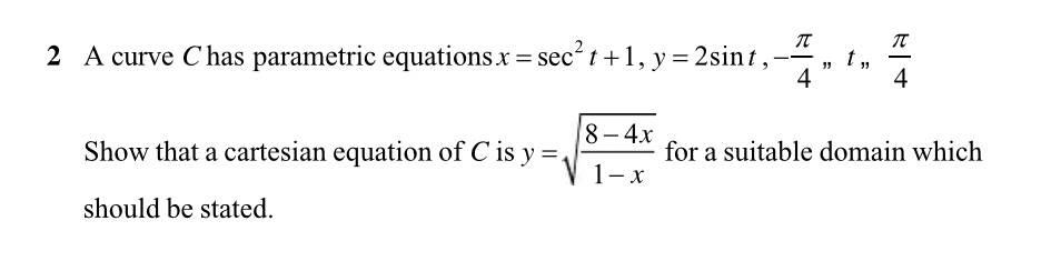 How 2 A curve Chas parametric equations x =