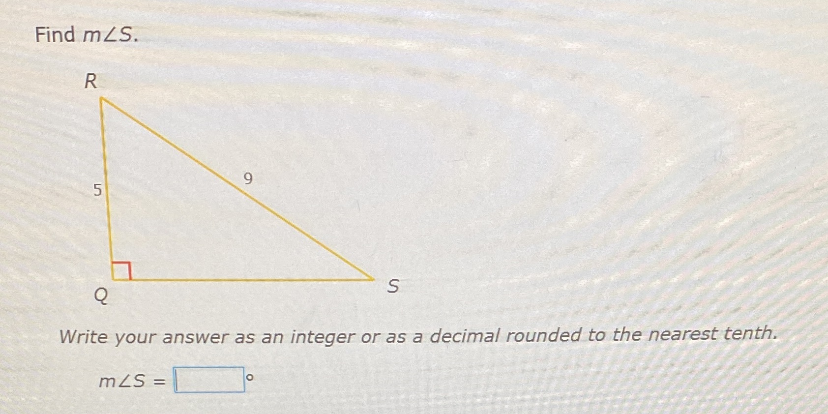 Answer the following question Find mLS. R S Q