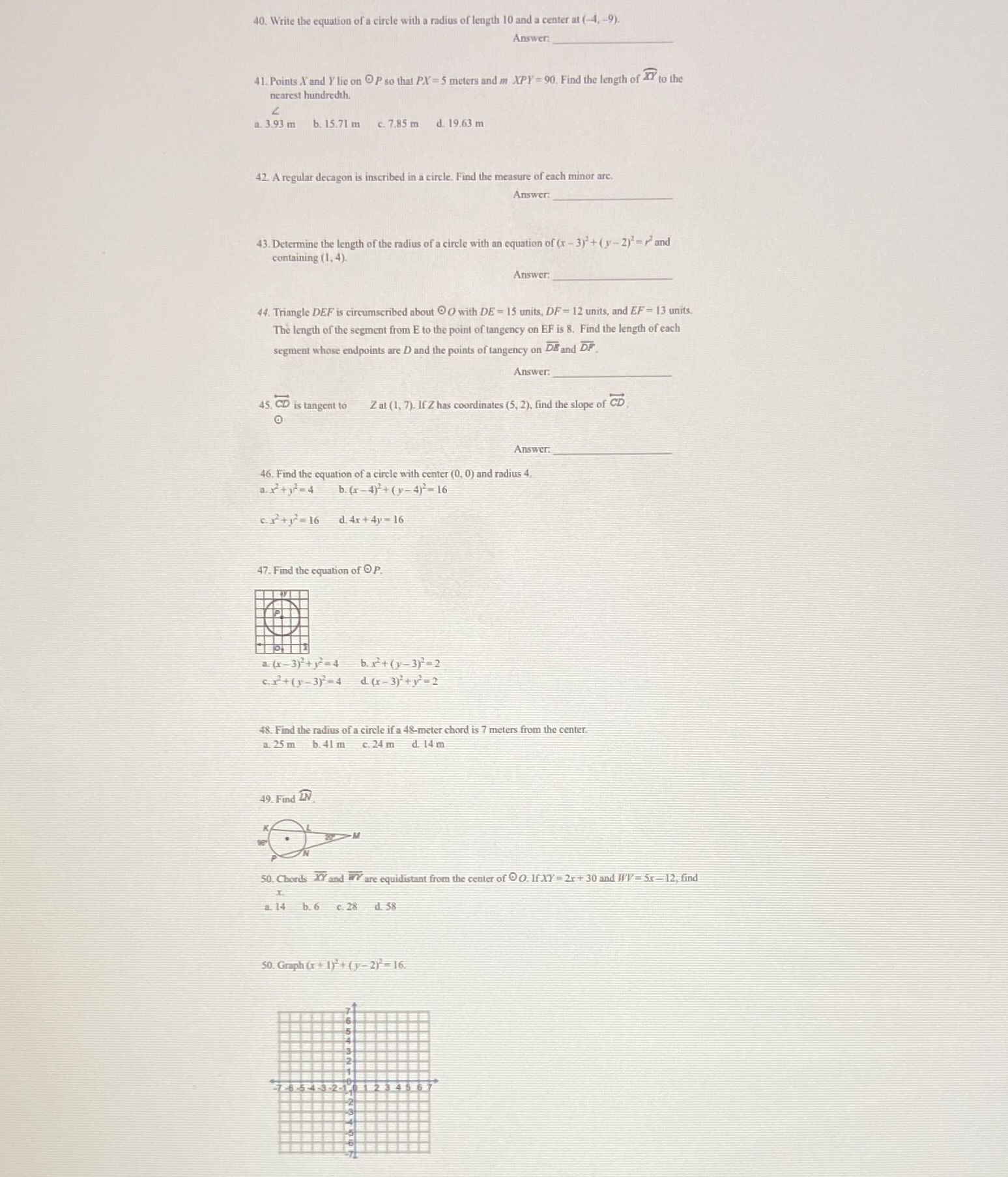 40-50 please and thank you 40. Write the equation