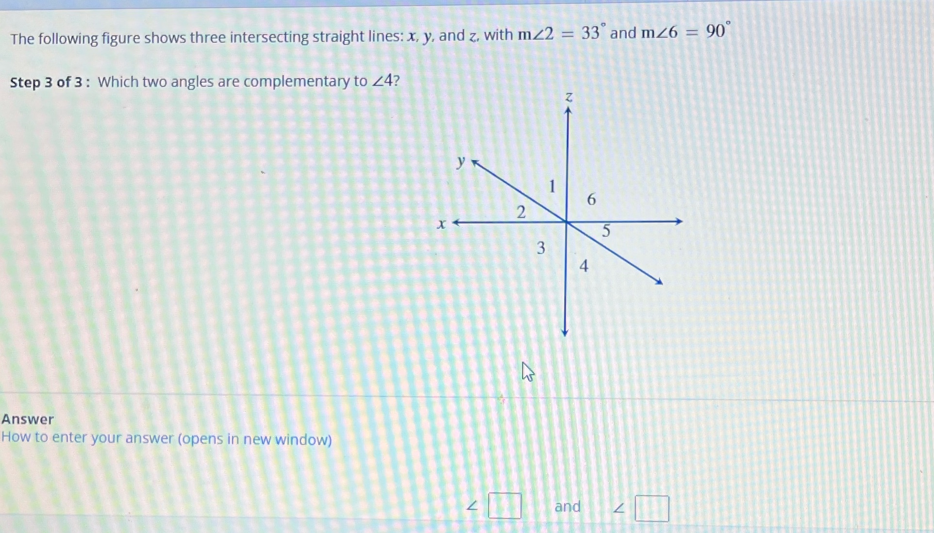 The following figure shows three intersecting