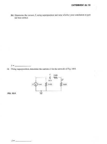 EXPERIMENT de 10 (b) Dekainmy the carmanit, /