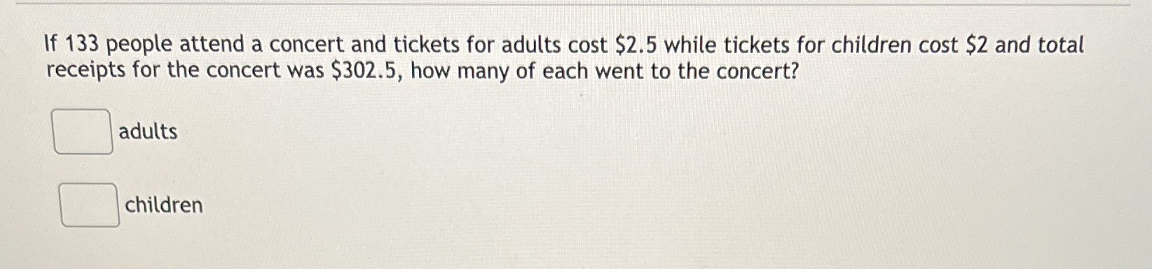 If 133 people attend a concert and tickets for