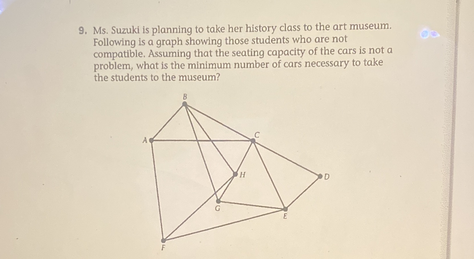 9. Ms. Suzuki is planning to take her history