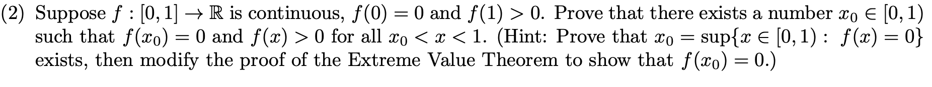 (2) Suppose f : [0,1]  style=