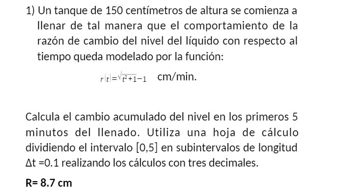 1) Un tanque de 150 centimetros de altura se