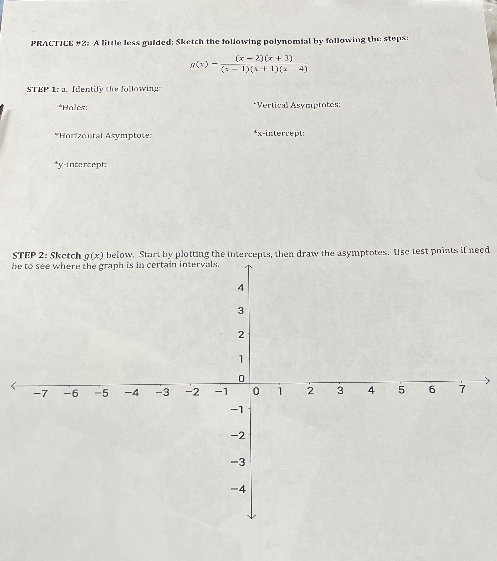 lgebra 2 S1 PRACTICE #2: A little less guided: