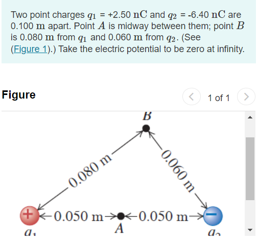 Two point charges q1q1 = +2.50 nCnC and q2q2 =