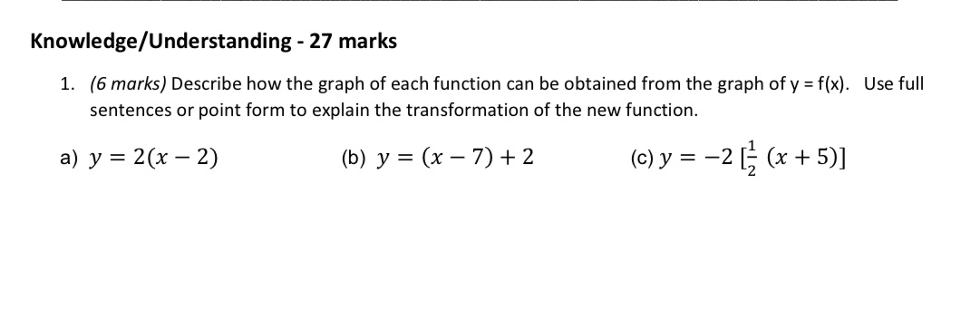Knowledge/Understanding - 27 marks 1. (6 marks)