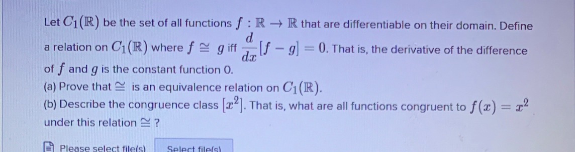 Let C1 (IR) be the set of all functions f : R - R
