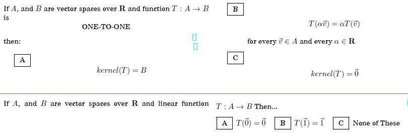 If A, and B are vector spaces over R and function