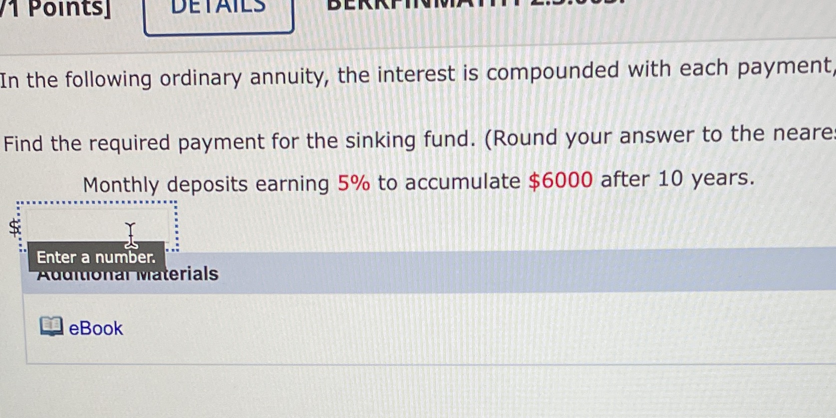 1 Points] DETAILS In the following ordinary