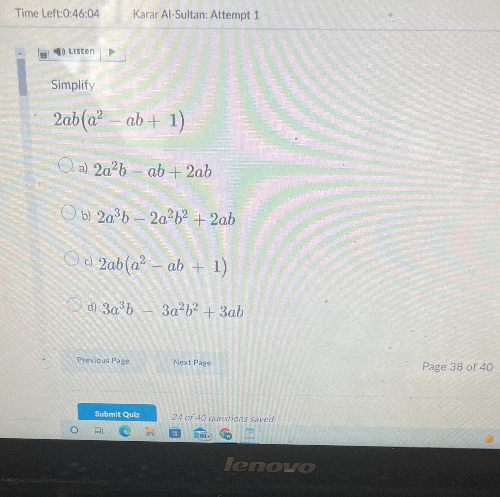 Time Left:0:46:04 Karar Al-Sultan: Attempt 1