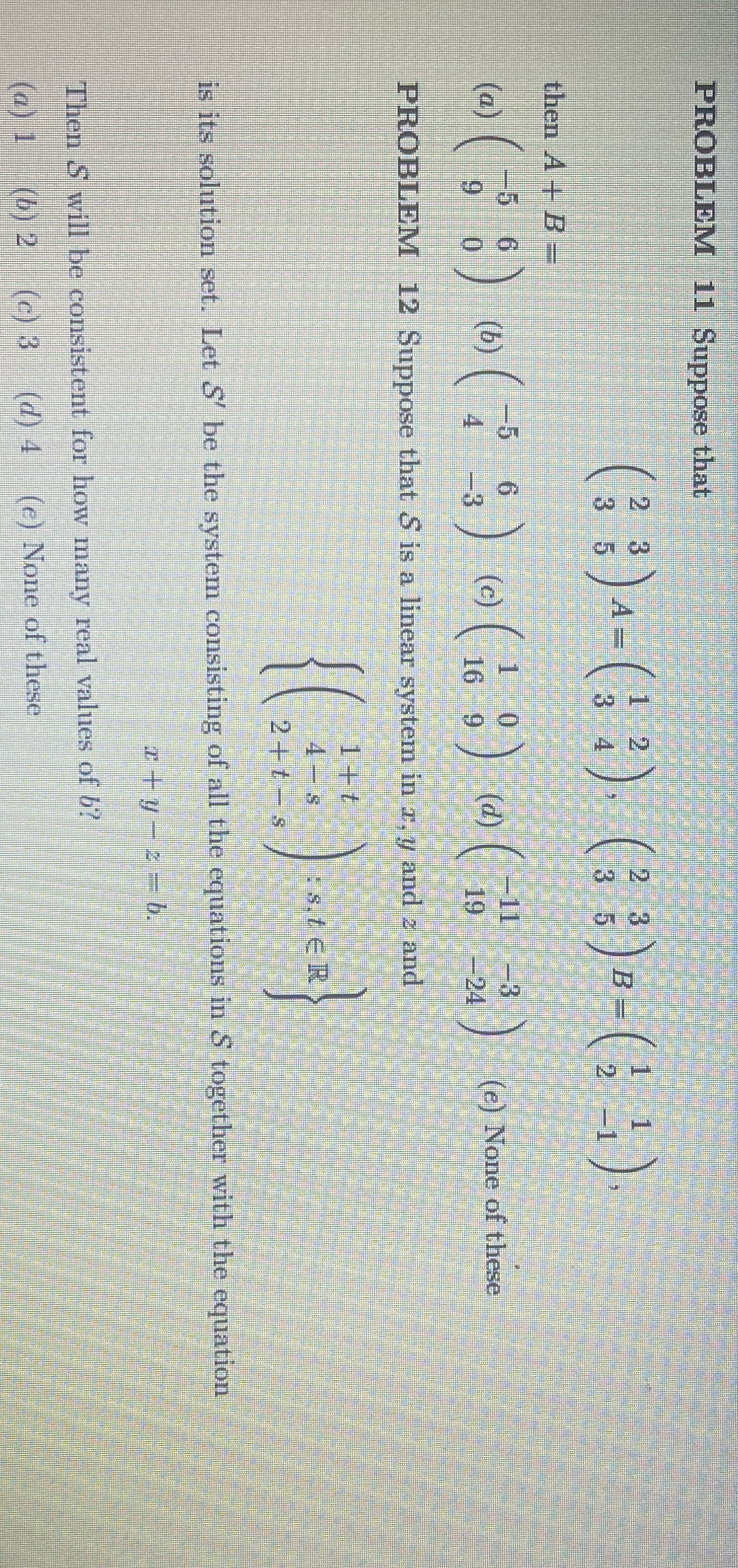 PROBLEM 11 Suppose that 3 ) 4 - ( 3 1) ( ( 1 3 )