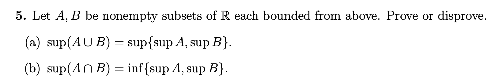 nonempty subsets 5. Let A, B be nonempty subsets