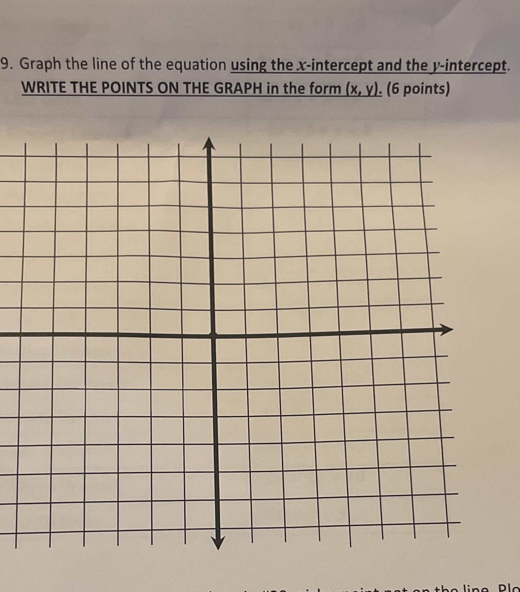 9. Graph the line of the equation using the