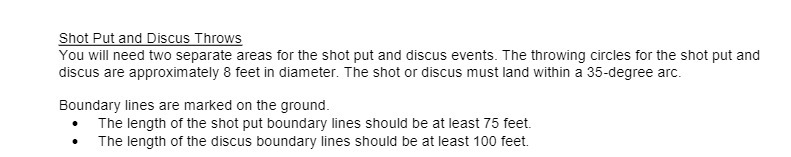 Shot Put and Discus Throws You will need two