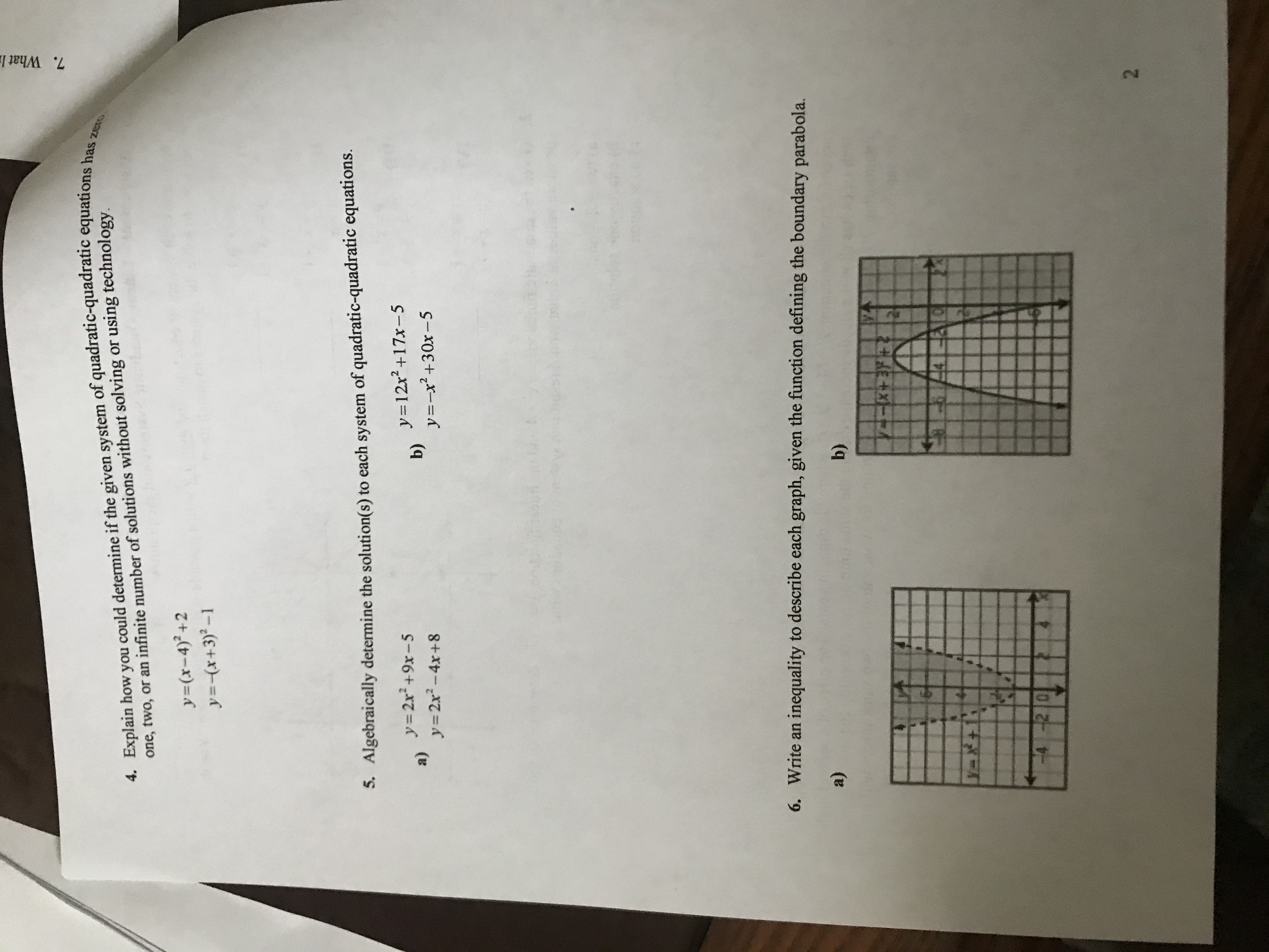 Need help on these questions Math 20-1 lose one