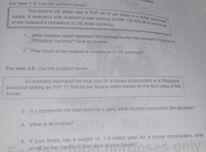 For item 1-2: Use the problem below: The current