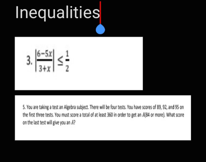 Answer the following Inequalities 6-5x IA NI 3+x