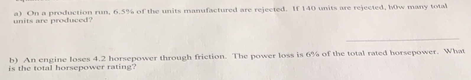 a) On a production run, 6.5% of the units