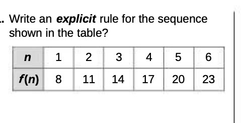 Write an explicit rule for the sequence shown in