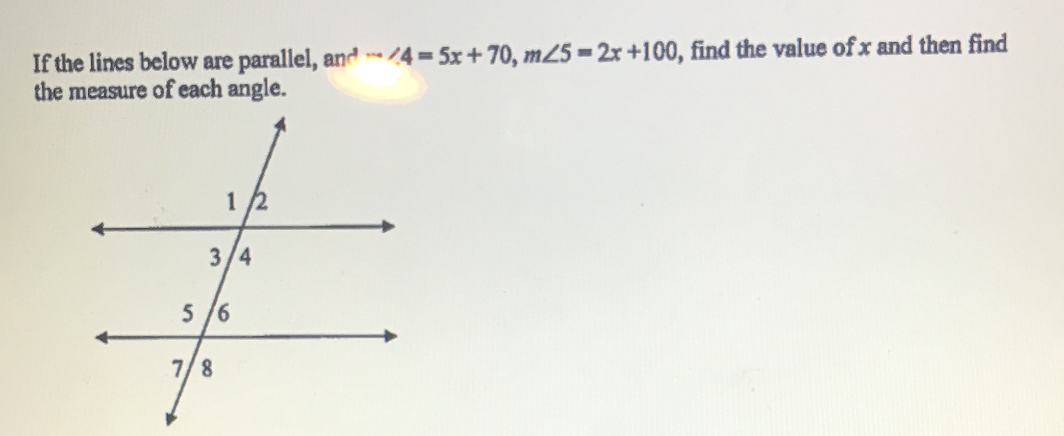 Help me plsss If the lines below are parallel,