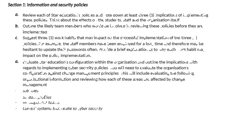 Section 1: Information and security policies Q.