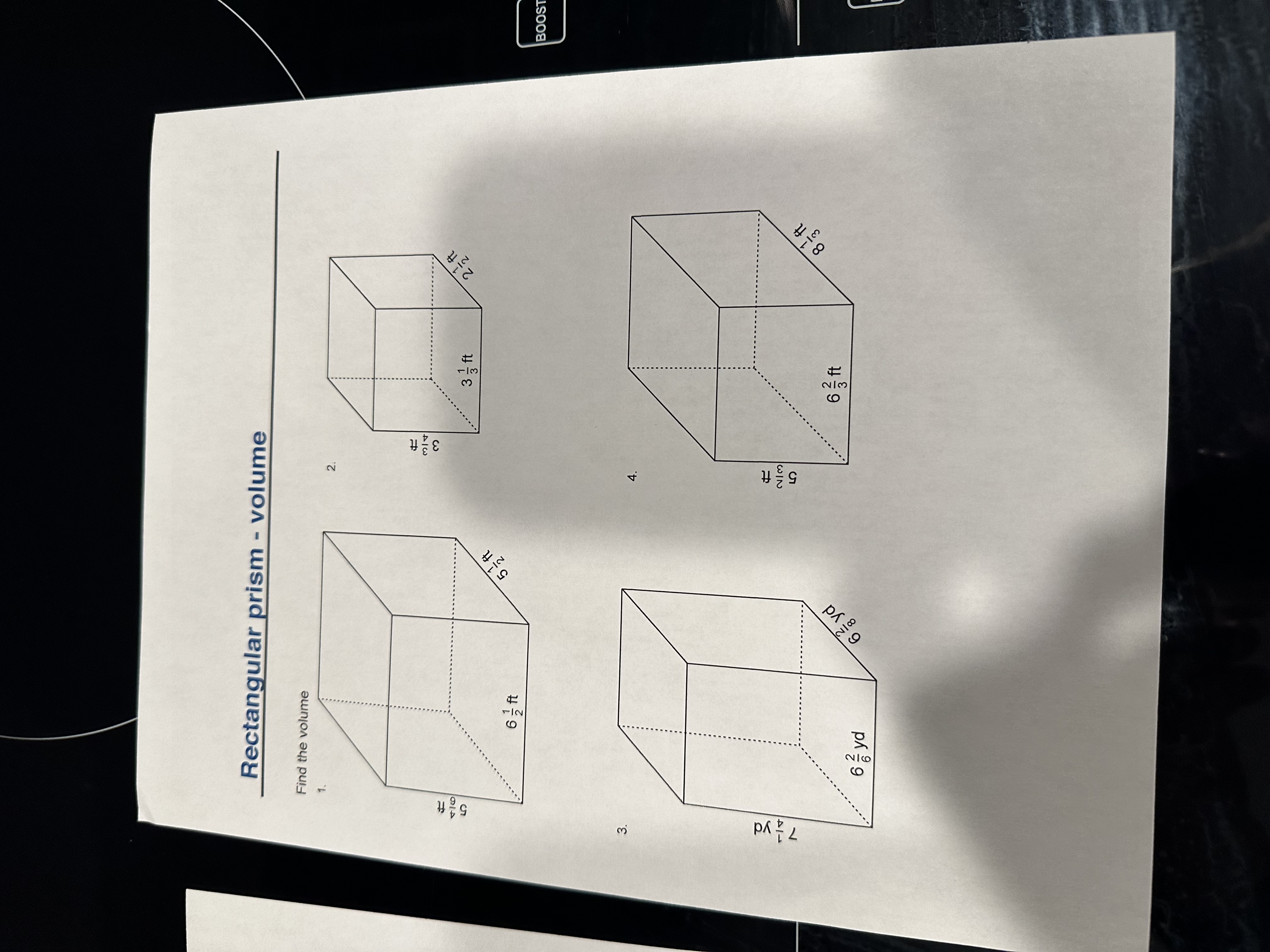 Rectangular prism - volume Find the volume 2 AlW