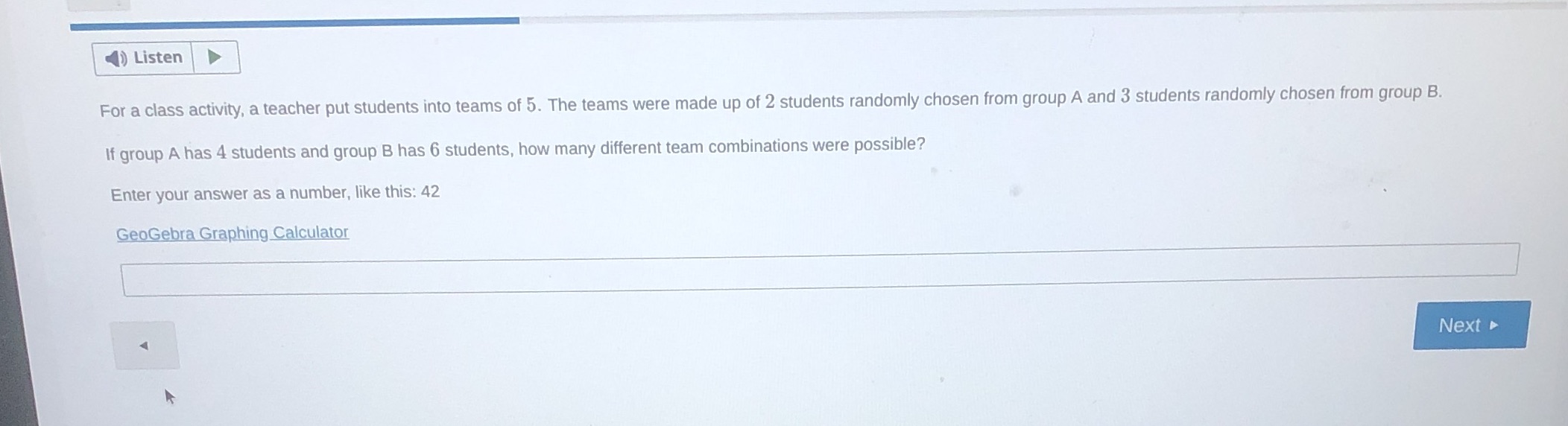 Thank you :) ) Listen For a class activity, a