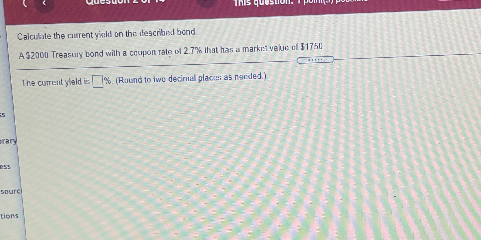 This question. I Calculate the current yield on