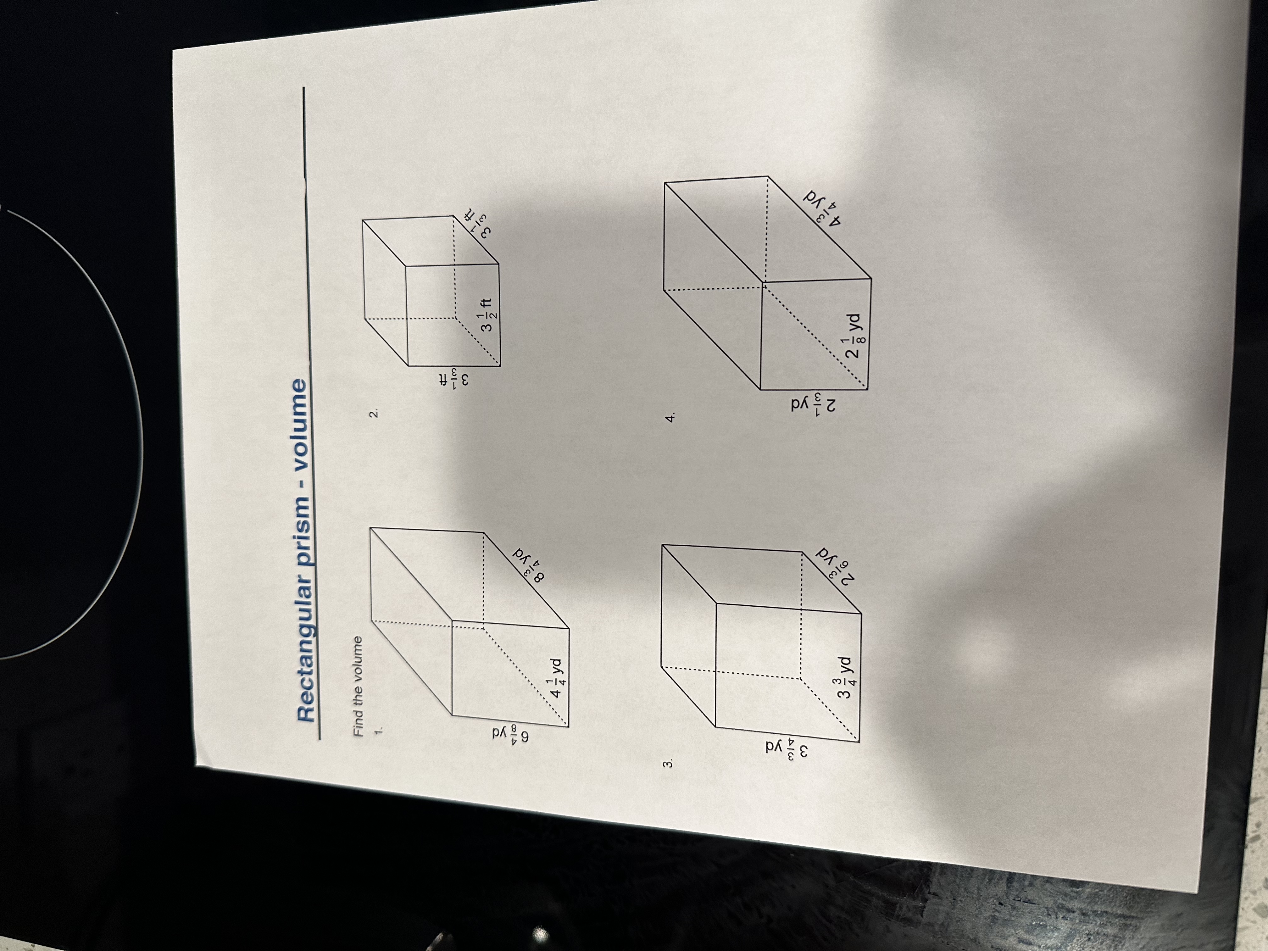 Rectangular prism - volume Find the volume 2 AlW