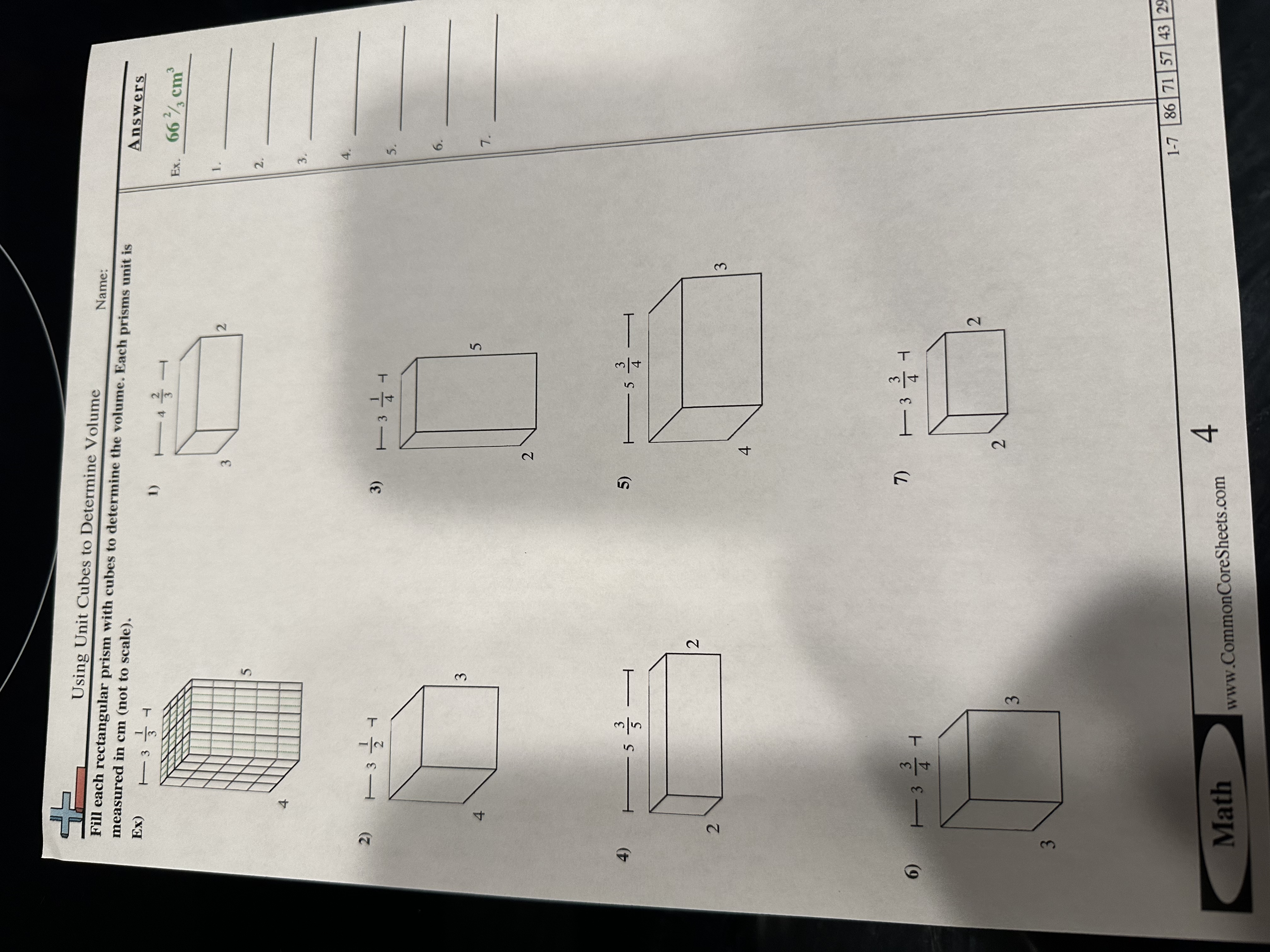 Rectangular prism - volume Find the volume 2 AlW