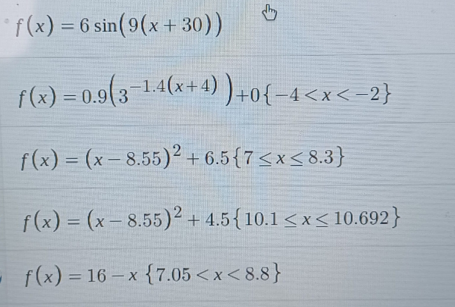 these are different types of functions and I need