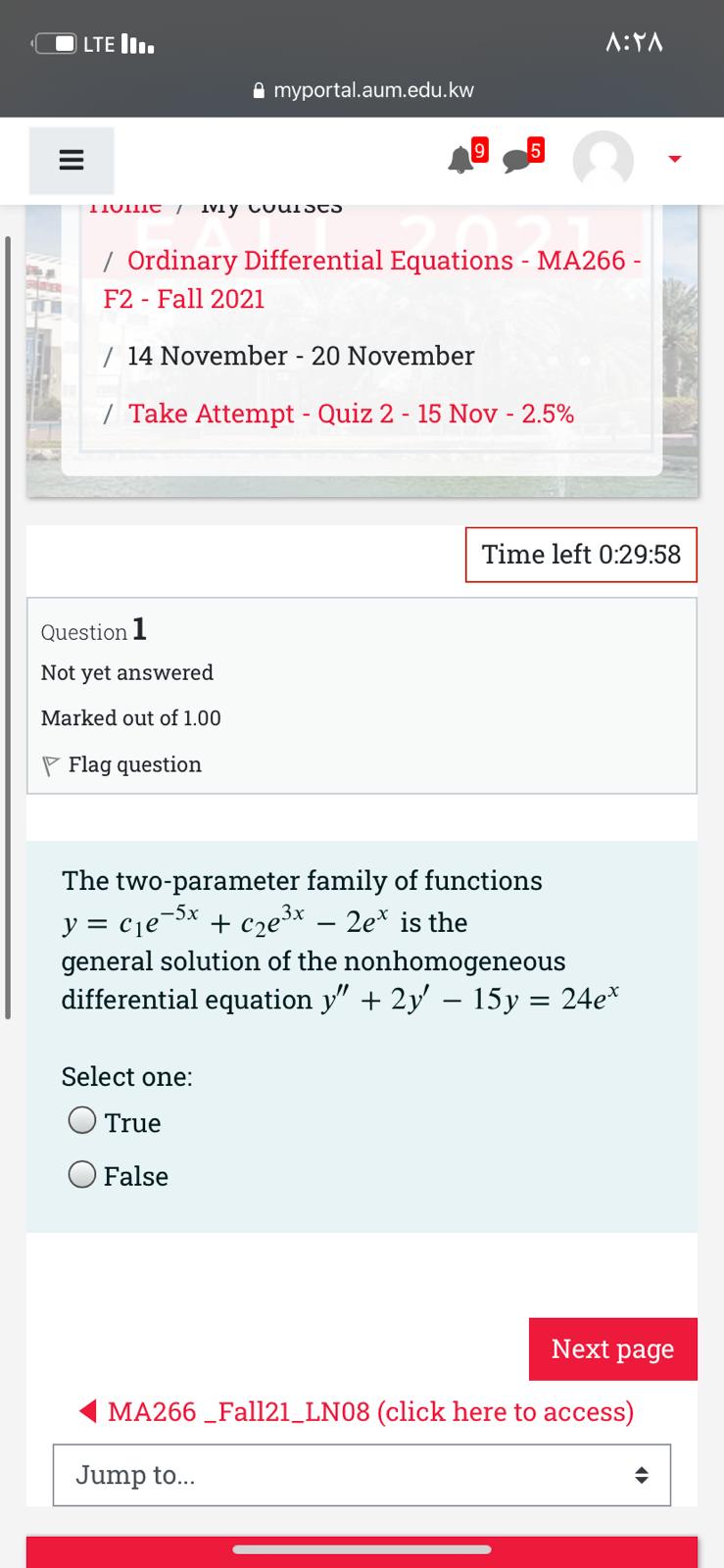 LTE III. VA: V myportal.aum.edu.kw 9 5 / Ordinary