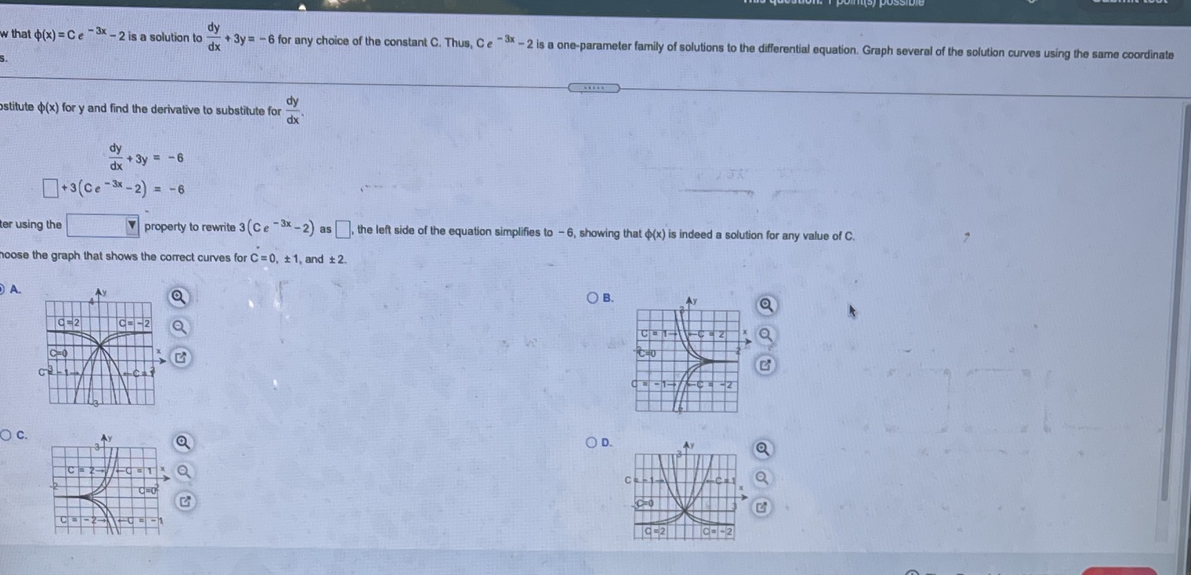 w that o(x) = Ce - 2 is a solution to + 3y= -6