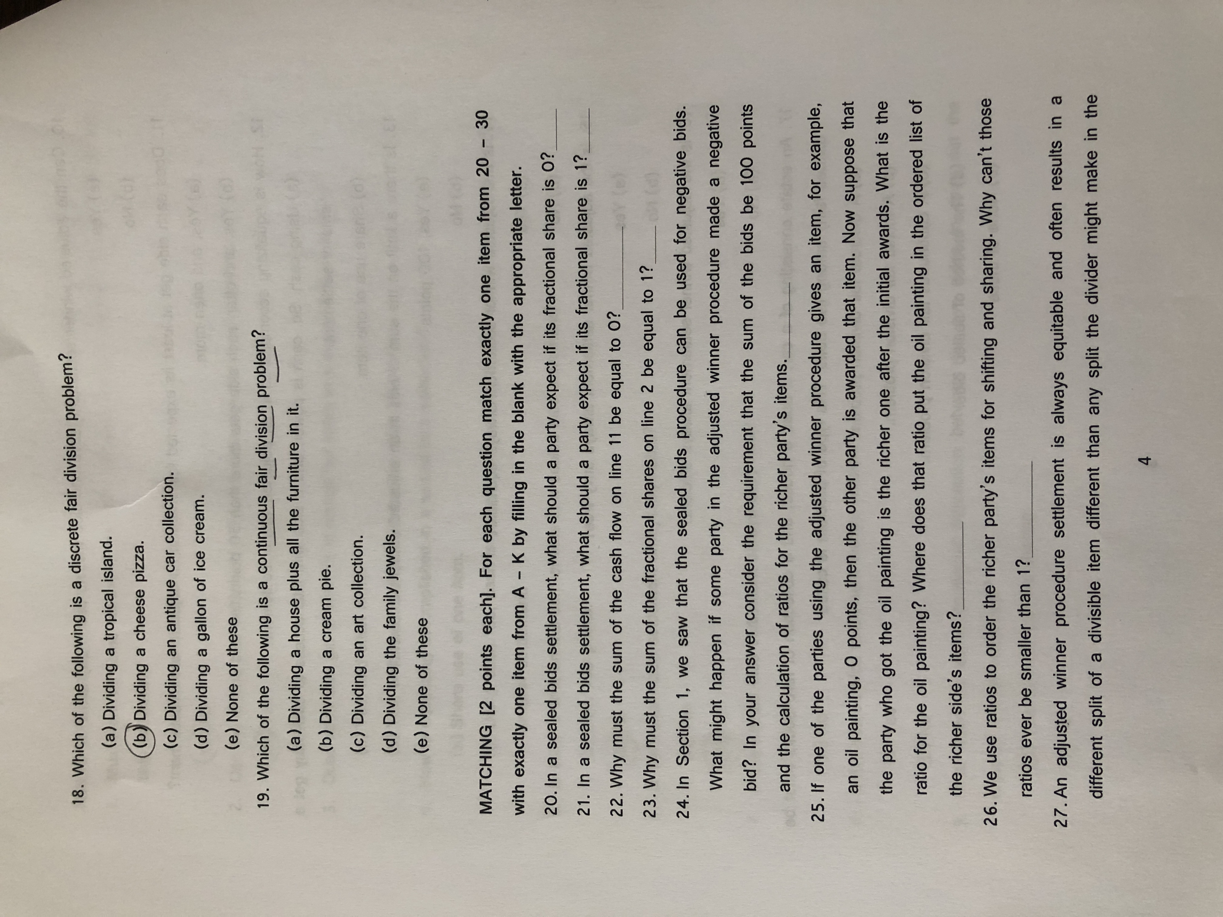 18. Which of the following is a discrete fair