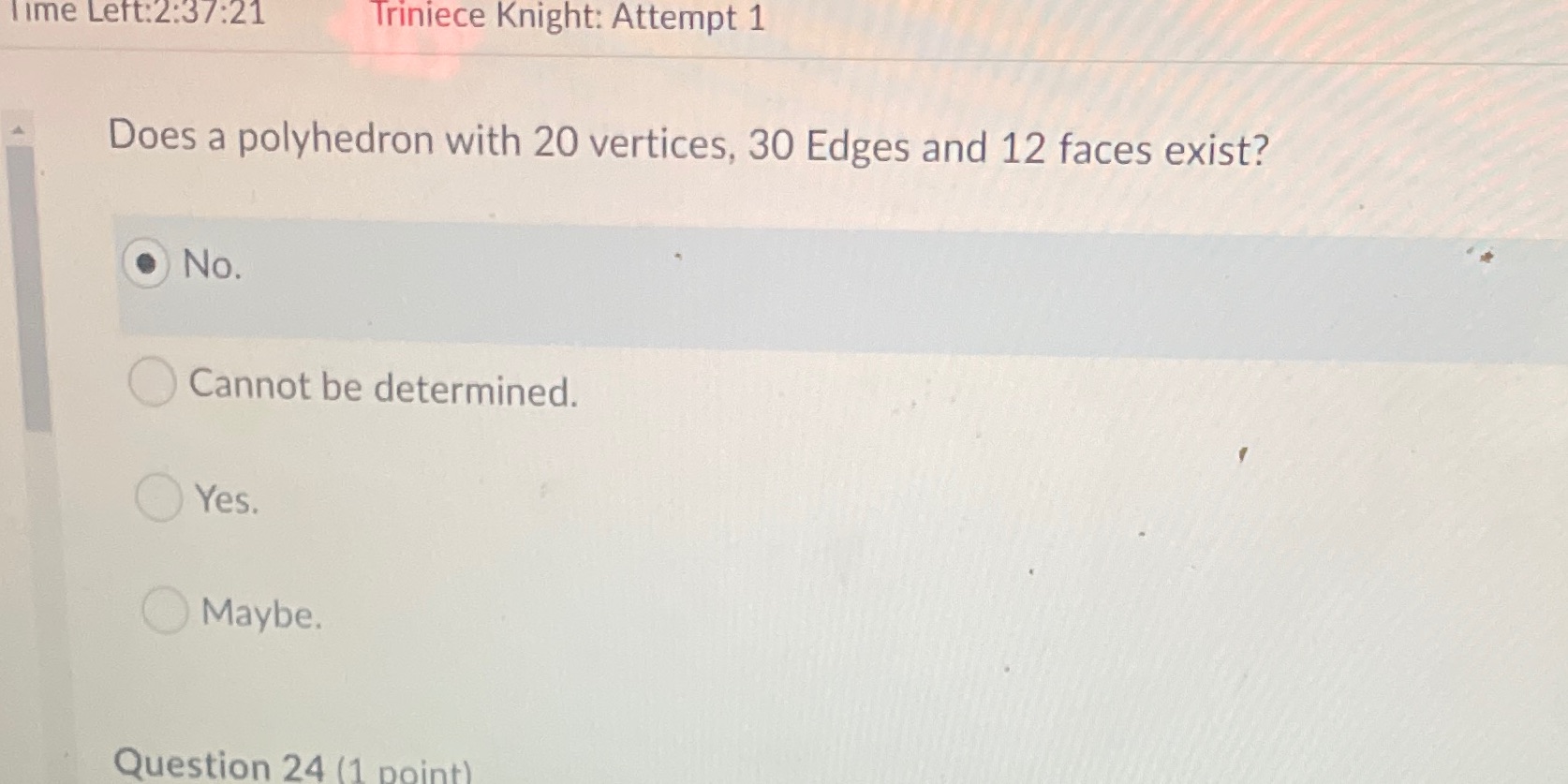 Please answer this question, not sure Time